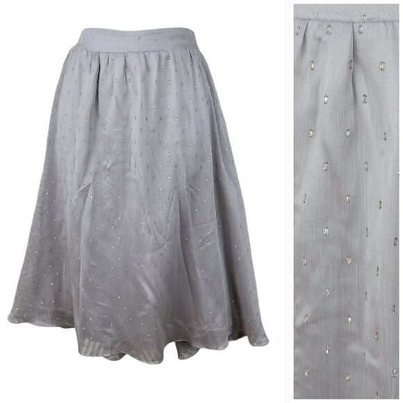 Marybelle Flare Midi Skirt Plus Size 2X 18/20 Elastic Waist Pull On Silver Grey - Picture 1 of 8